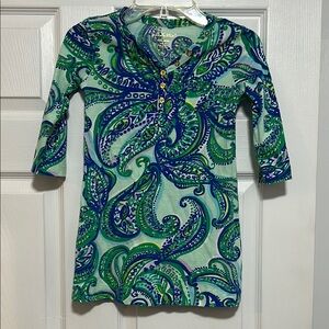 Girls size Small 4-5 Lilly Pulitzer green/blue Palmetto dress